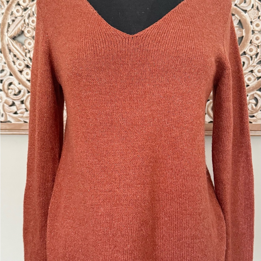Merona Women's V-Neck Sweater in Rust Orange